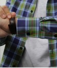 Green Shirt with Red and White Multicolored Plaid 