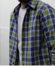 Green Shirt with Red and White Multicolored Plaid 