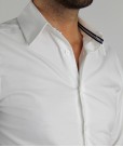 White Shirt with Navy Blue Contrast