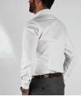 White Shirt with Navy Blue Contrast