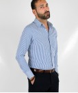 Blue Vertical Striped Shirt