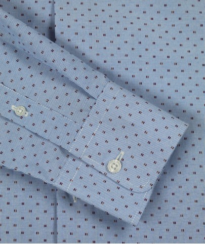 Blue Shirt with Red Motifs