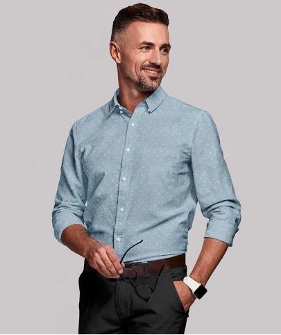 Blue Shirt with White Motifs