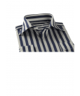 Regular Fit Navy Blue Striped Cotton Shirt